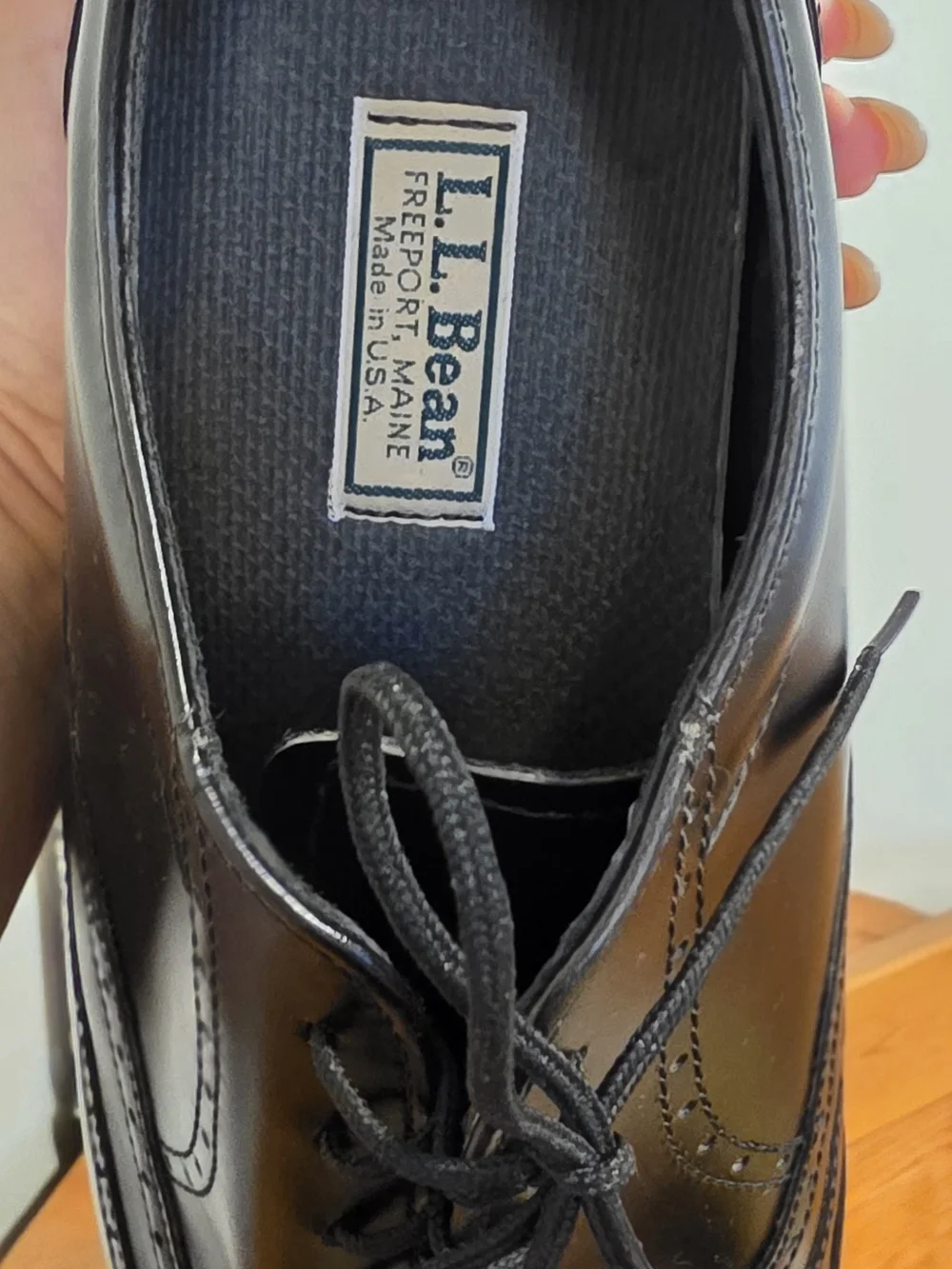 Vintage Men’s Black Leather Wingtip Oxford Shoes L.L. Bean Made In USA 10 XW
